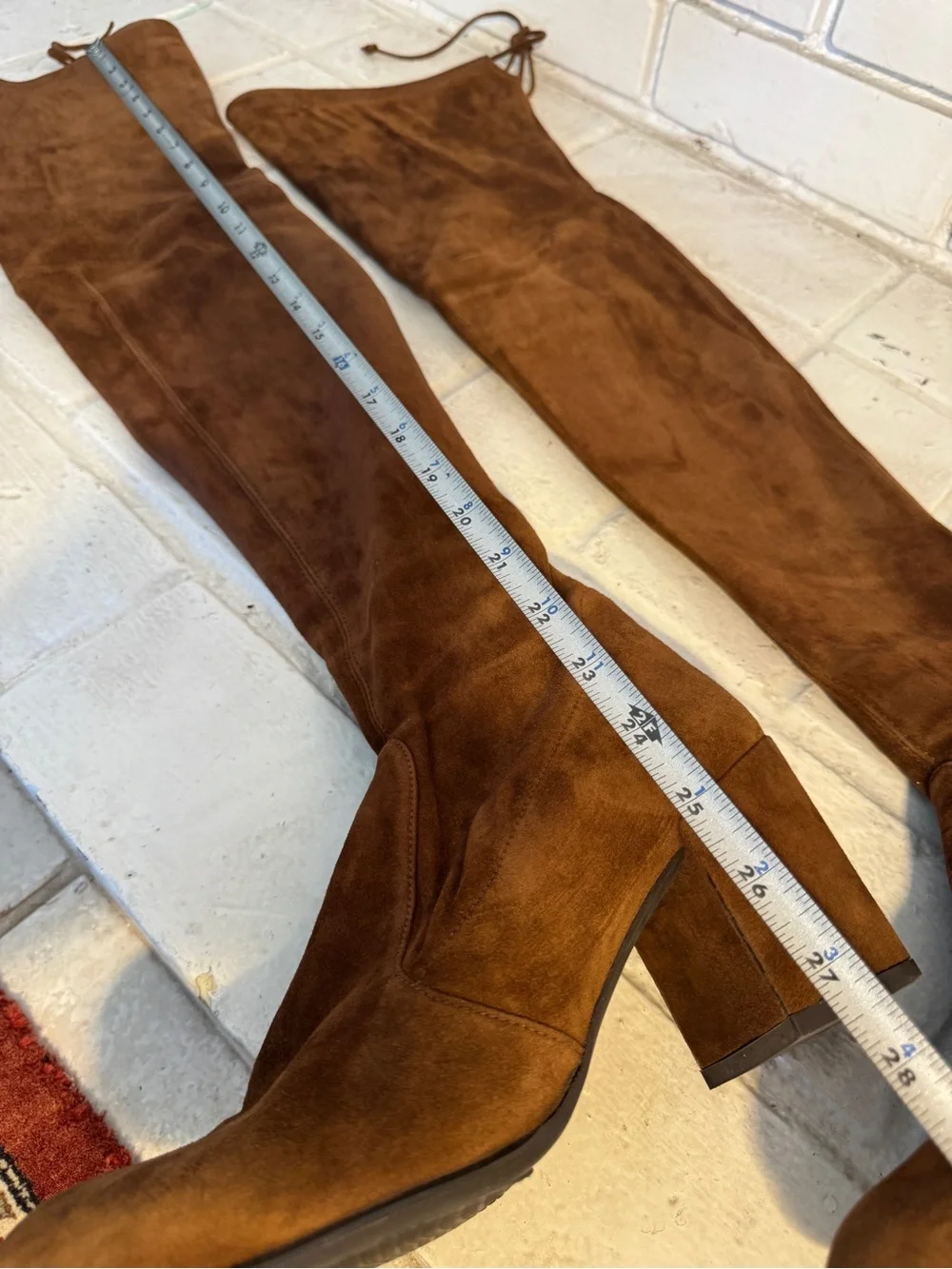 Stuart Weitzman Brown Suede Over-the-Knee Block Heel Boots – Size 9.5M